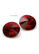 NEW! 2 Swarovski Crystal (1122) Scarlet Foiled Rivoli Stones 12mm ~ Ideal For Frames & Embellishments 